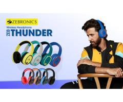 ZEBRONICS Zeb-Thunder Wireless Bluetooth Over The Ear Headphone FM, mSD, 9 hrs Playback with Mic
