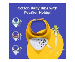 Cotton Baby Bibs with Pacifier Holder Set (3pcs)